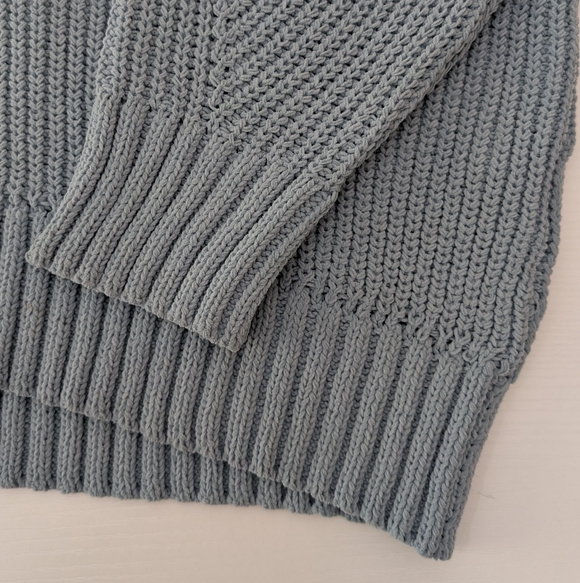 Aerie Women's Oversized Chunky Knit Pullover Sweater Mock Neck Light Blue Cozy M - Picture 7 of 9